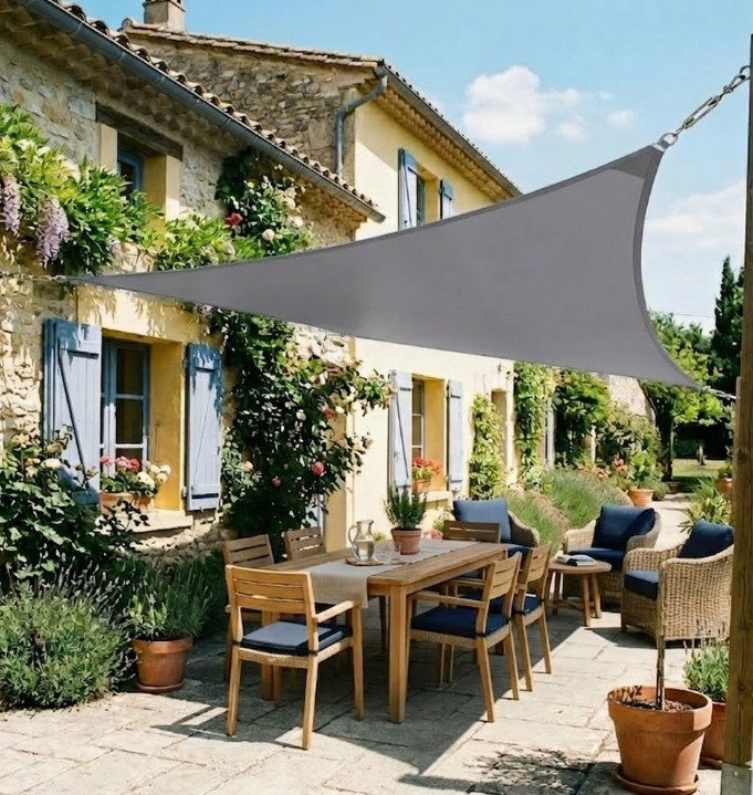 Voile d'ombrage triangulaire gris