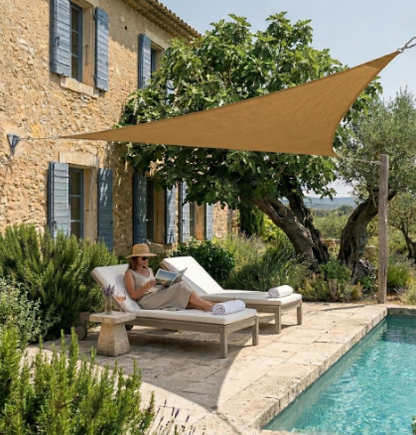 Voile d'ombrage triangulaire sable