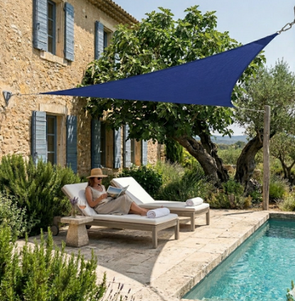 Voile d'ombrage triangulaire bleu