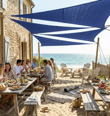 Voile d'ombrage triangulaire bleu