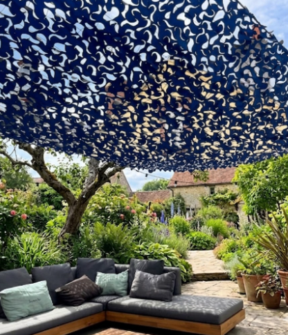 Filet d'ombrage en camouflage bleu