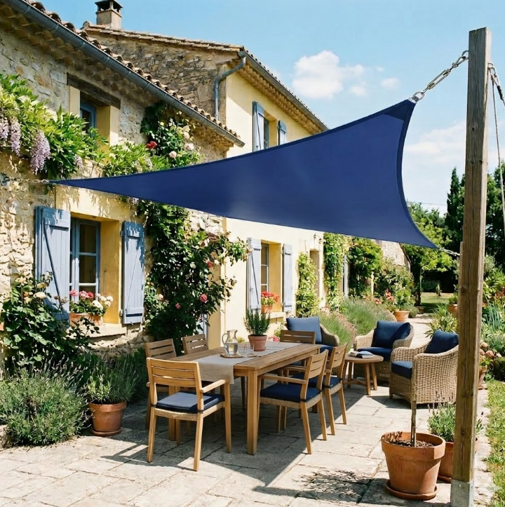 Voile d'ombrage triangulaire bleu